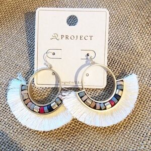 Fringe and Bead Dangle Gold Earrings - NWT